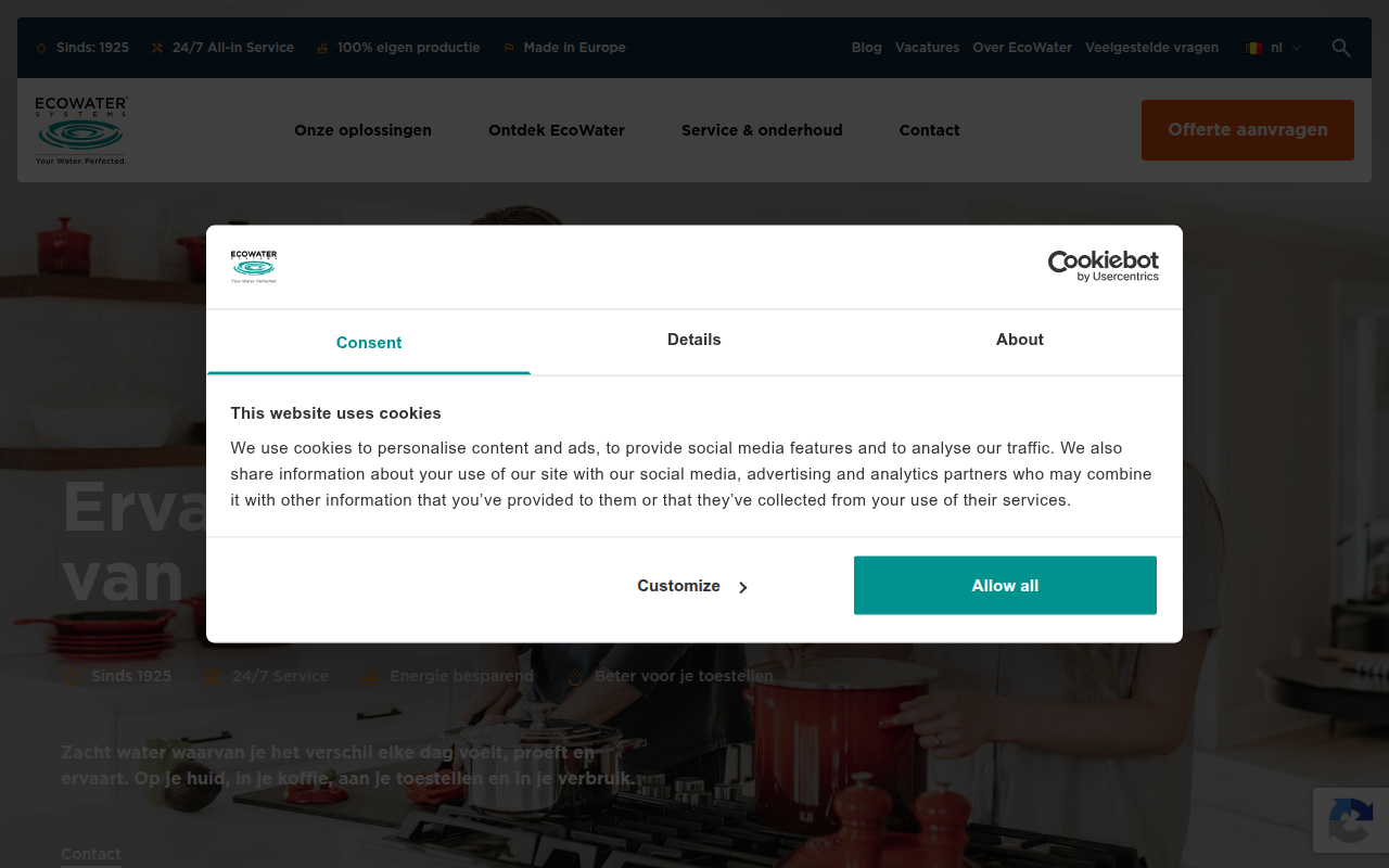 Screenshot van ecowater.be