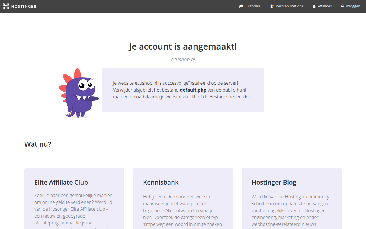 Screenshot van ecushop.nl