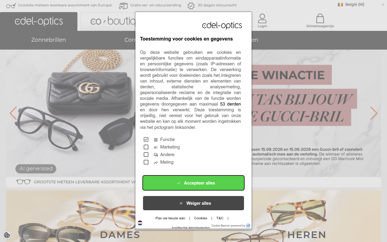 Screenshot van edel-optics.be