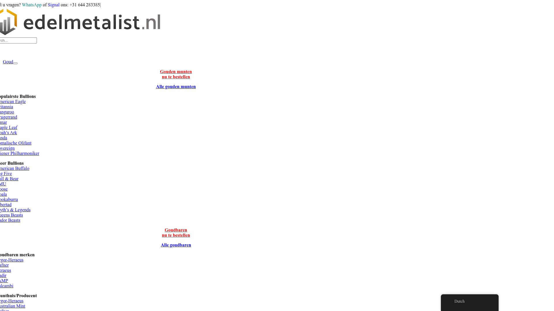 Screenshot van edelmetalist.nl