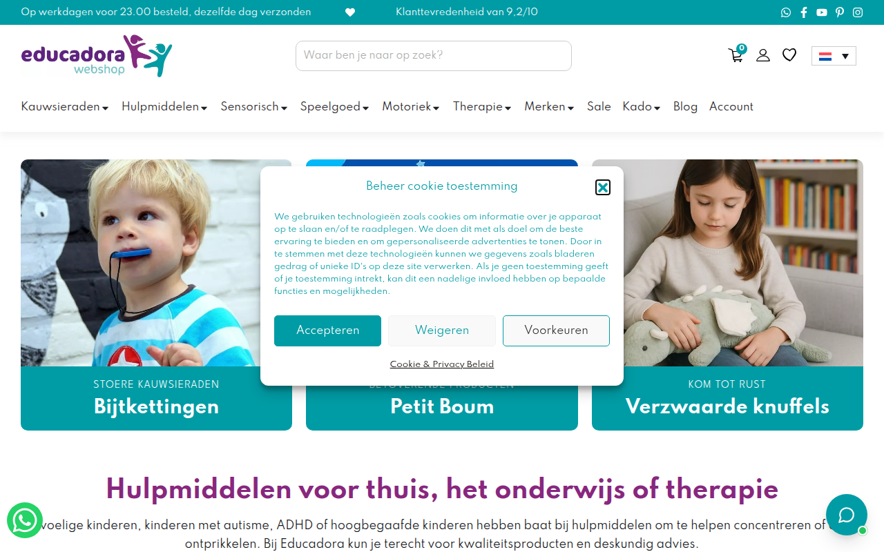 Screenshot van educadora-webshop.nl