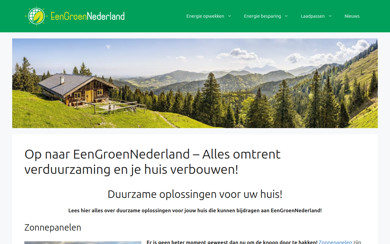 Screenshot van eengroennederland.nl