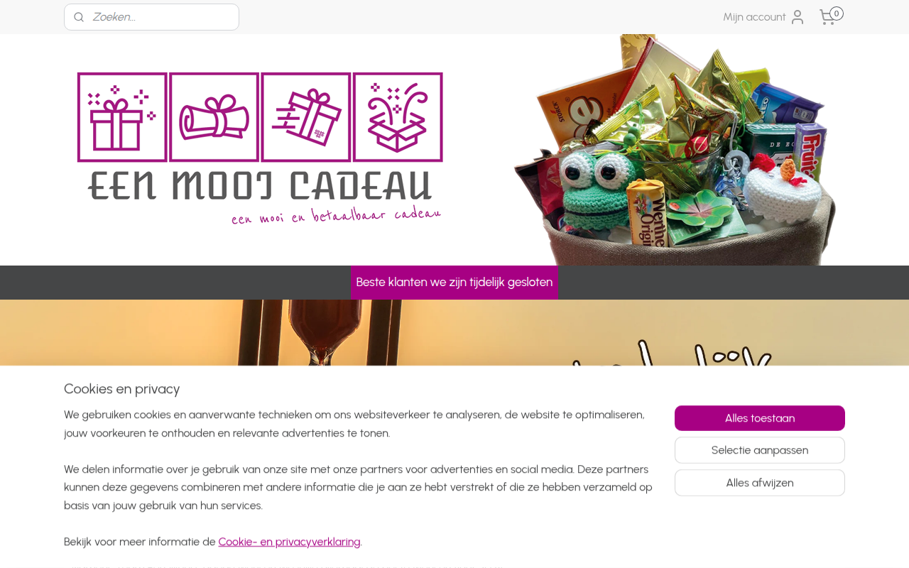 Screenshot van eenmooicadeau.nl