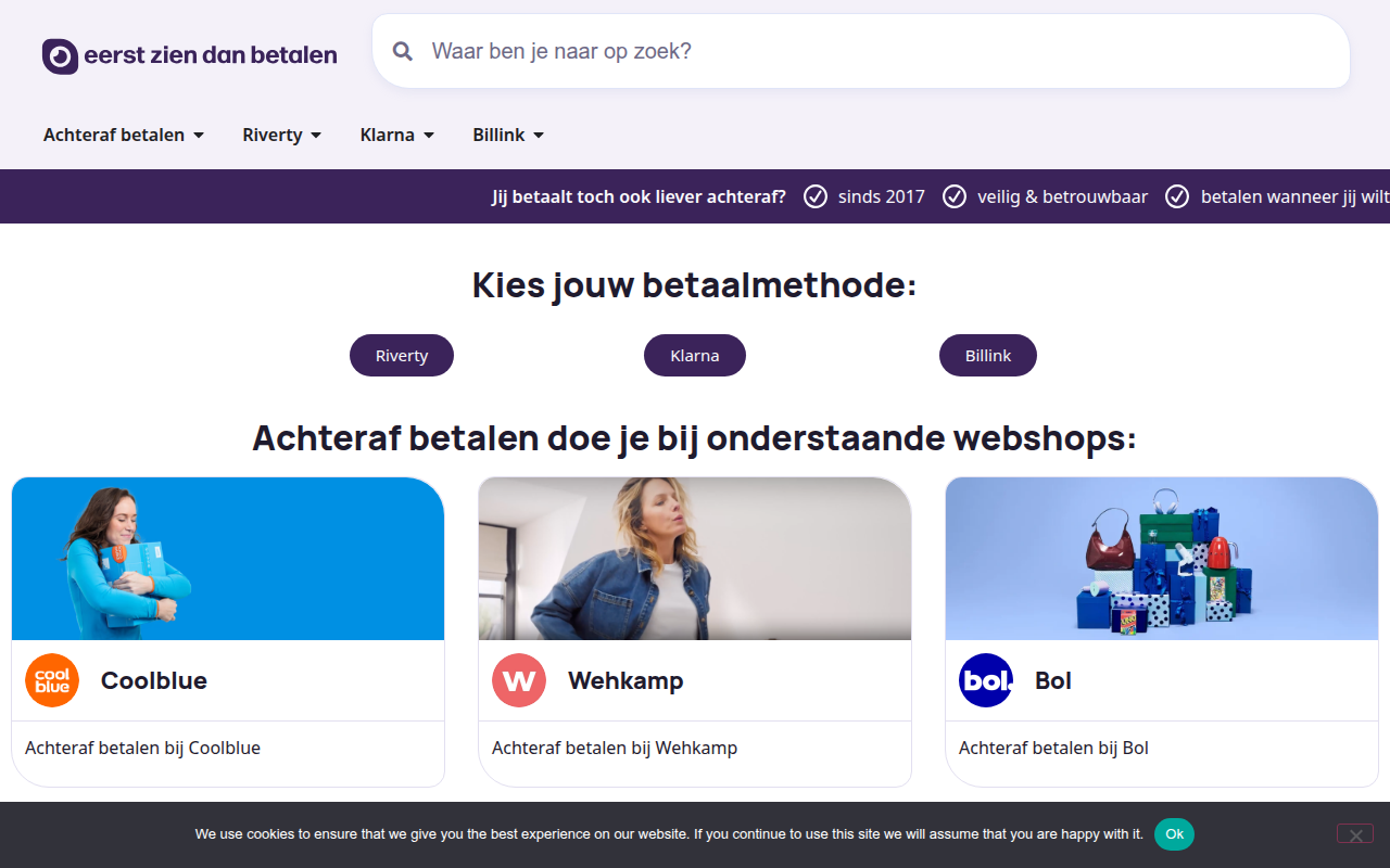 Screenshot van eerstziendanbetalen.nl