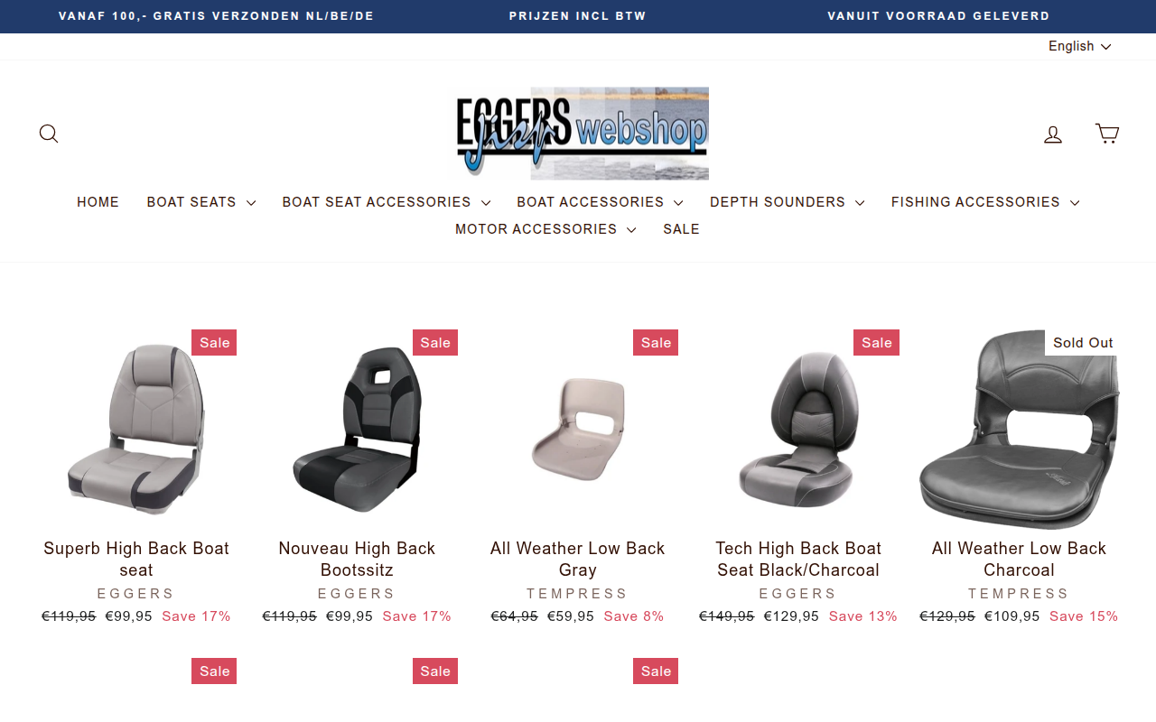 Screenshot van eggerswebshop.nl