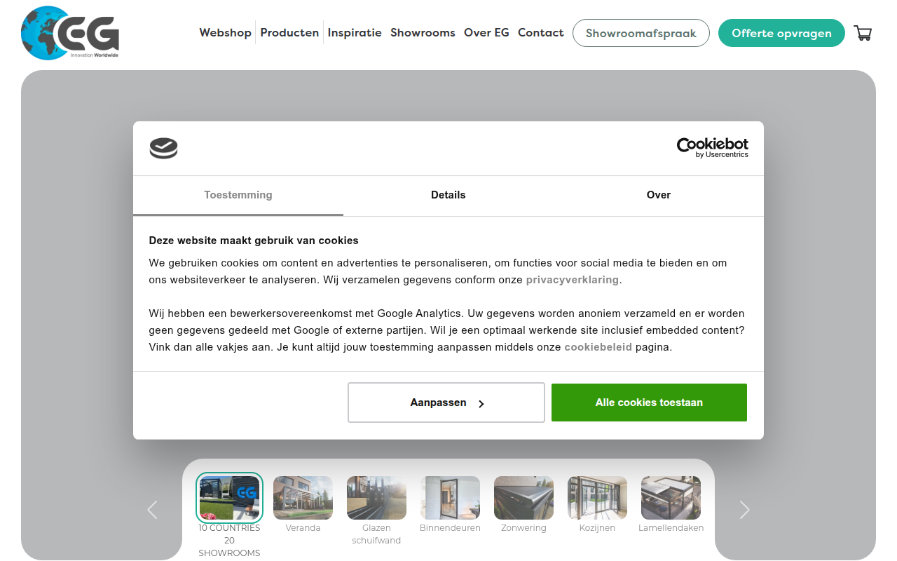 Screenshot van egveranda.nl