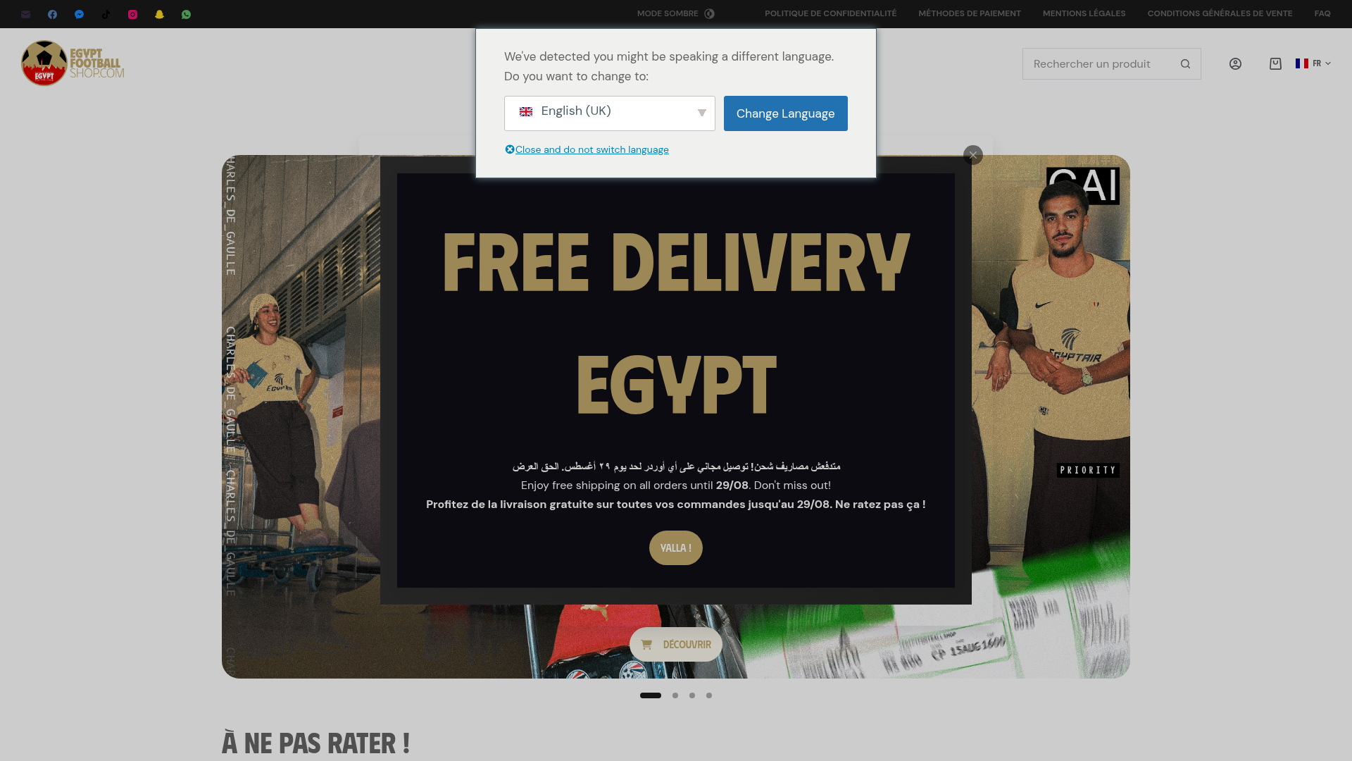 Screenshot van egyptfootballshop.com