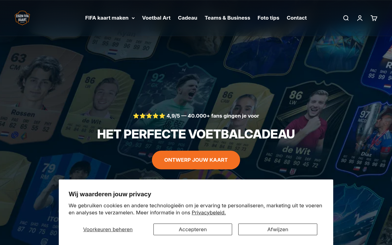 Screenshot van eigenfifakaart.nl