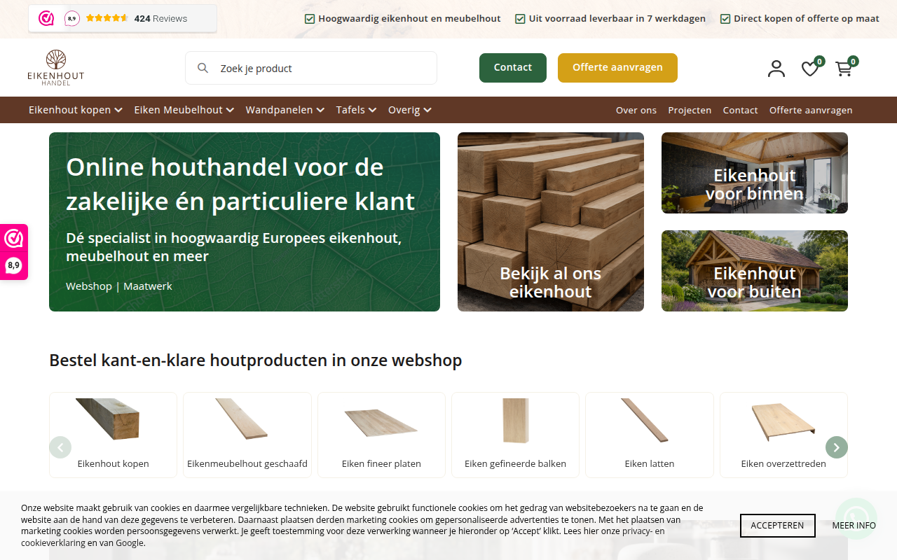 Screenshot van eikenhouthandel.nl