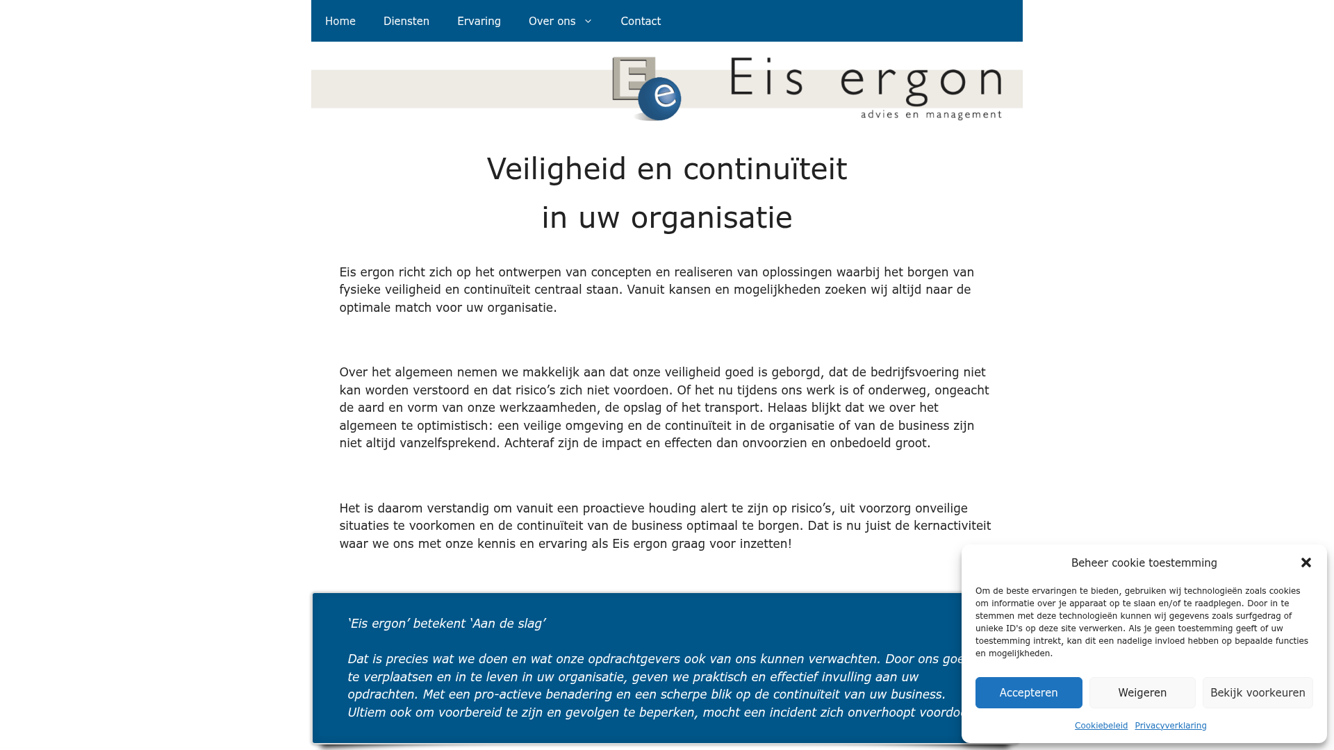 Screenshot van eisergon.nl