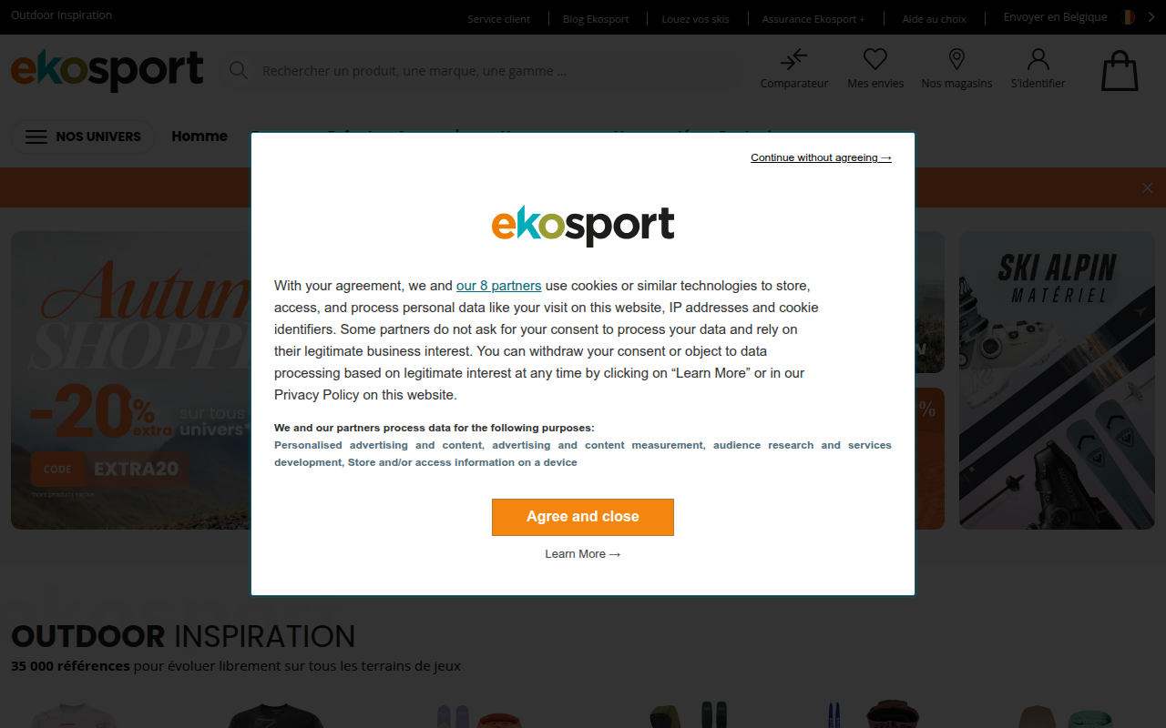 Screenshot van ekosport.be