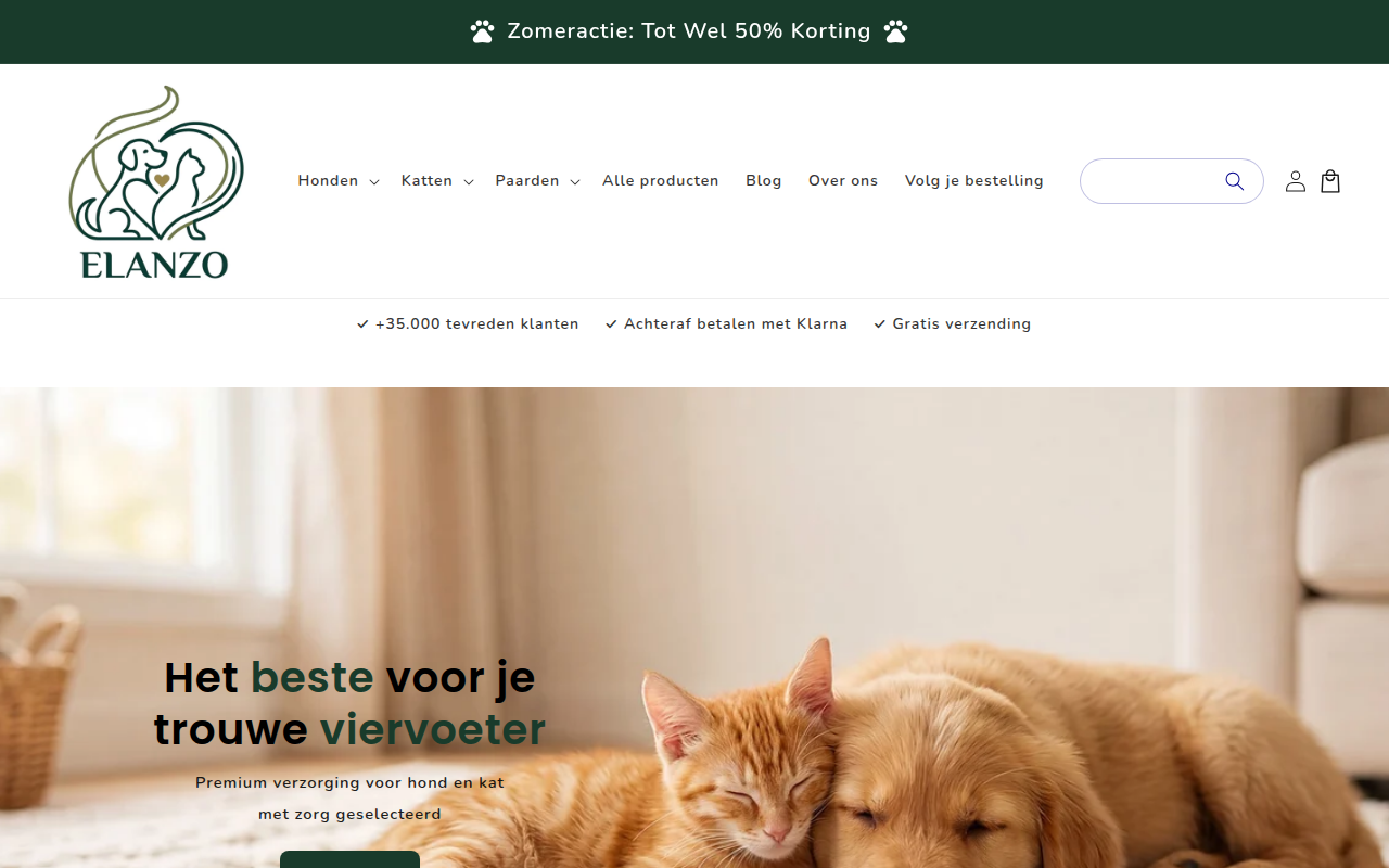 Screenshot van elanzo.nl