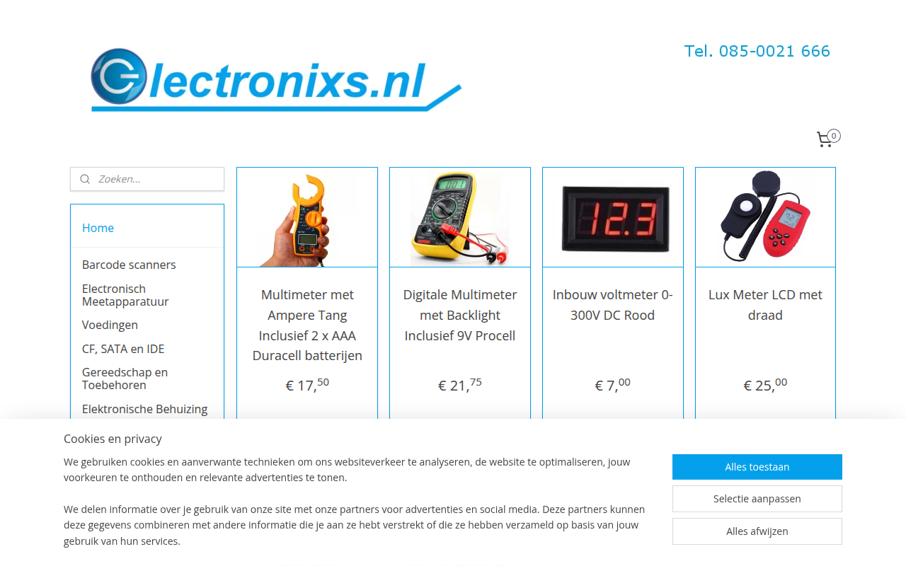 Screenshot van electronixs.nl