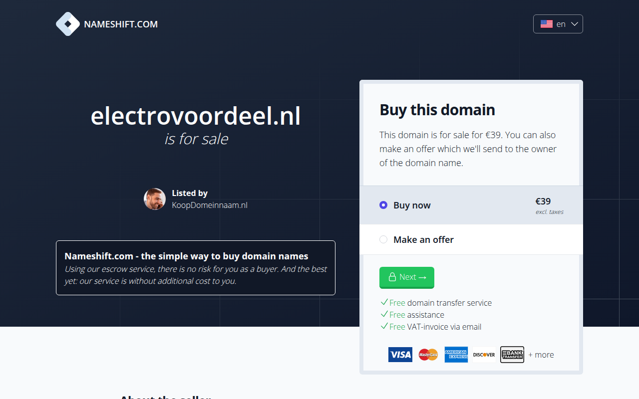 Screenshot van electrovoordeel.nl