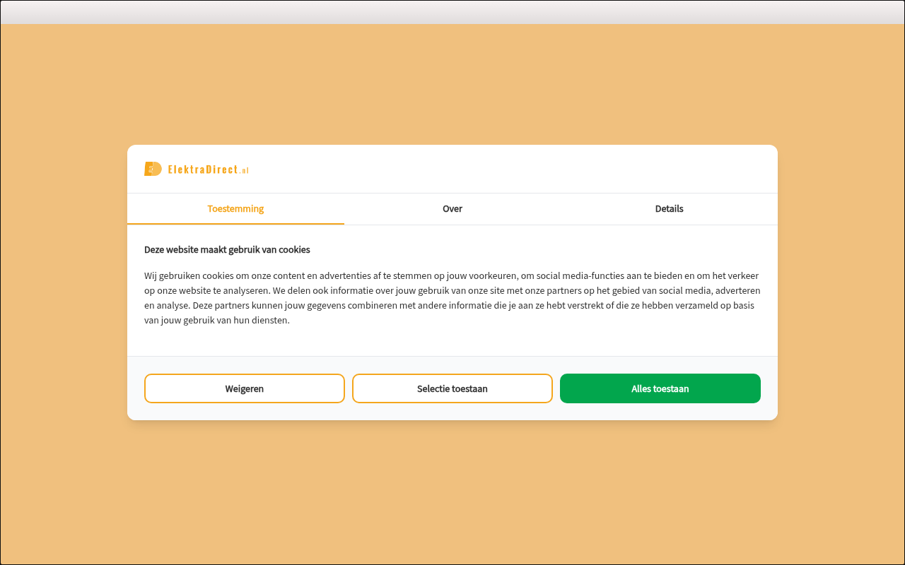 Screenshot van elektradirect.nl