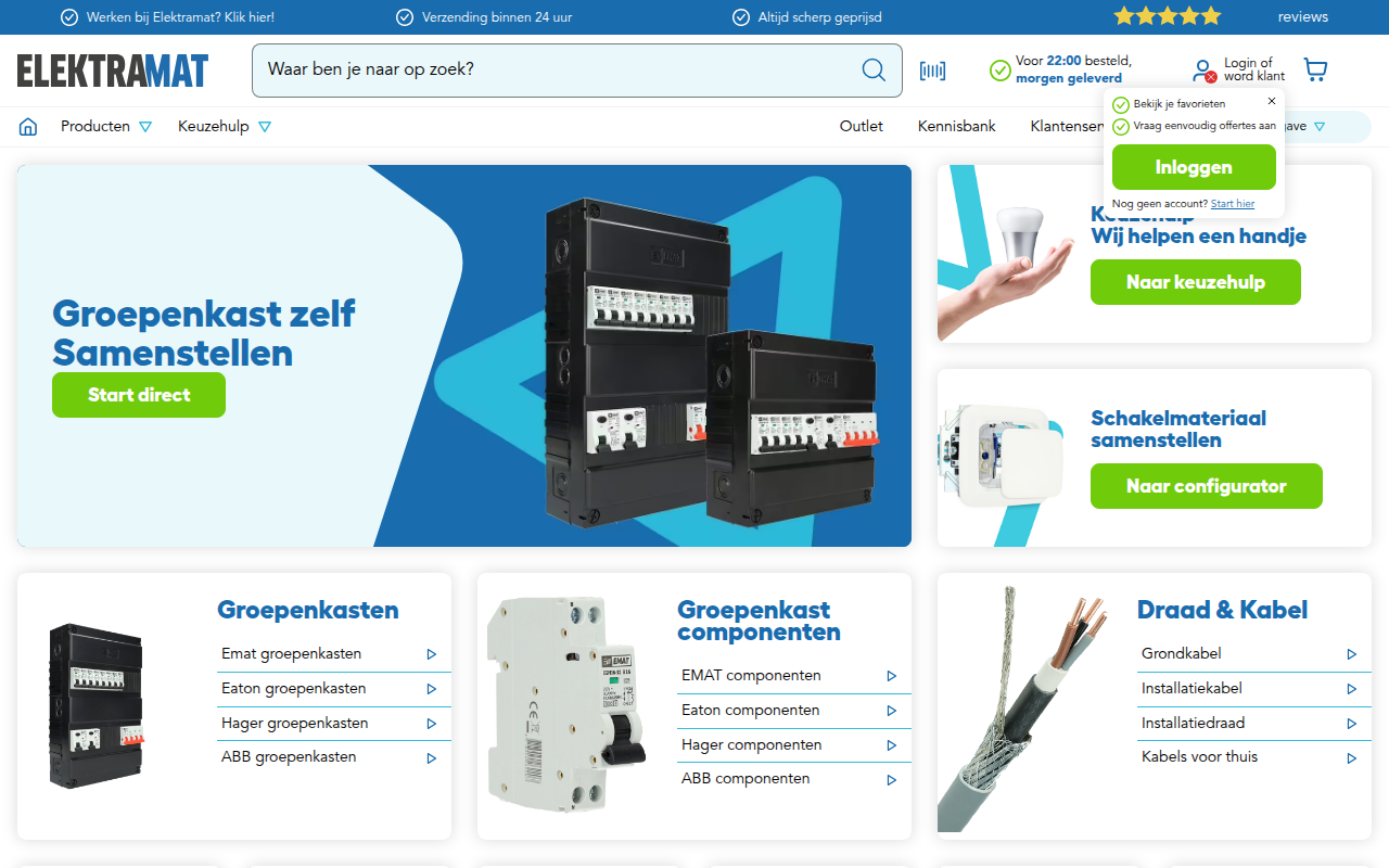 Screenshot van elektramat.nl