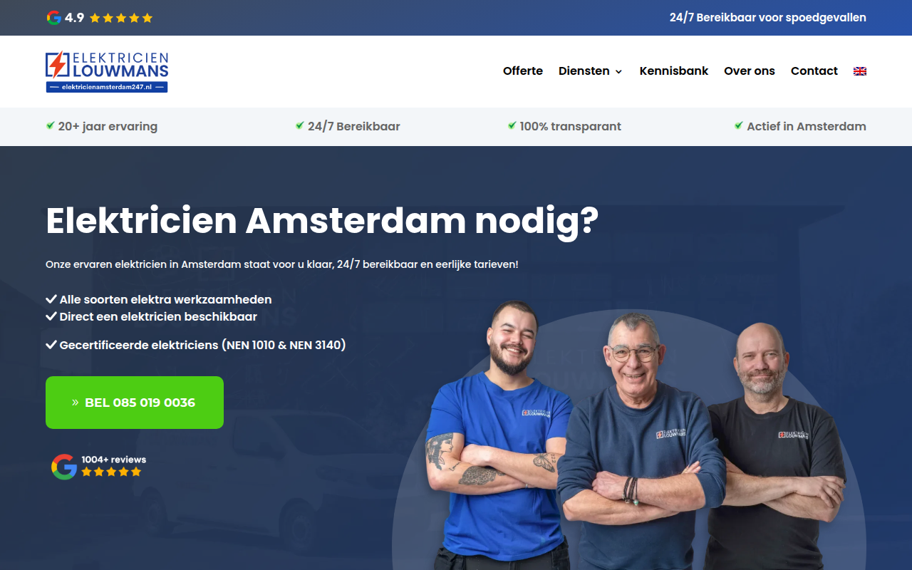 Screenshot van elektricienamsterdam247.nl