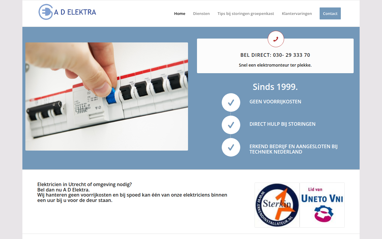 Screenshot van elektricienutrecht.com