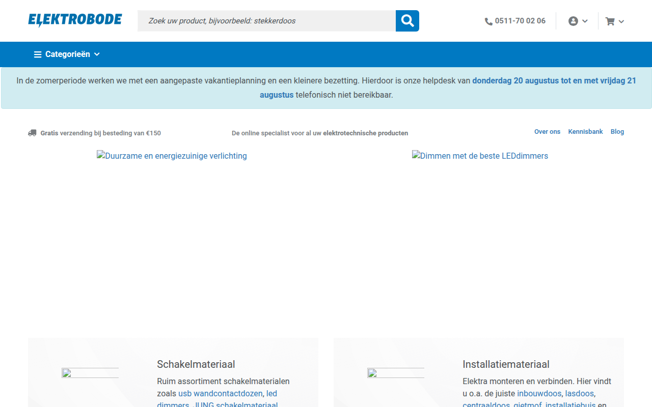 Screenshot van elektrobode.nl
