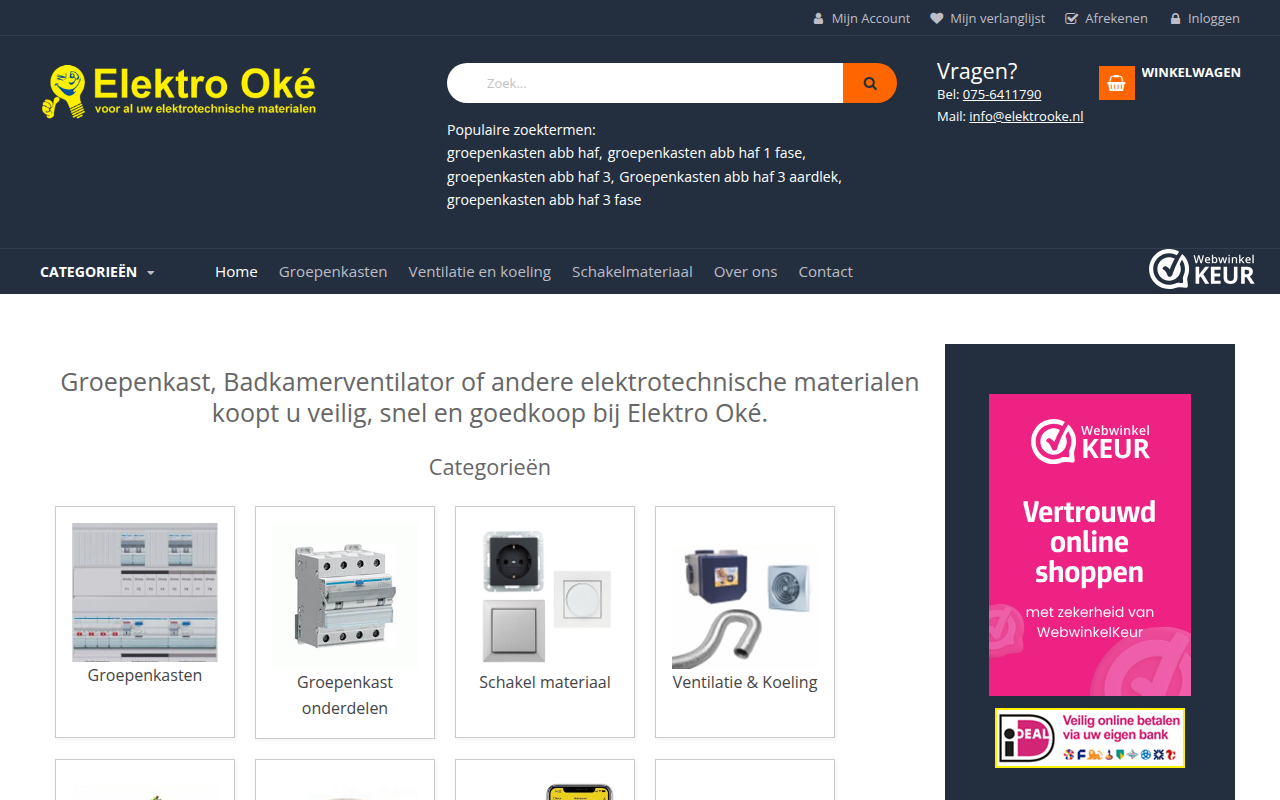 Screenshot van elektrooke.nl