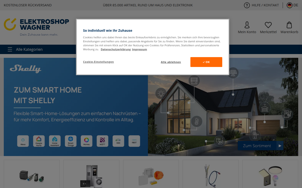 Screenshot van elektroshopwagner.de