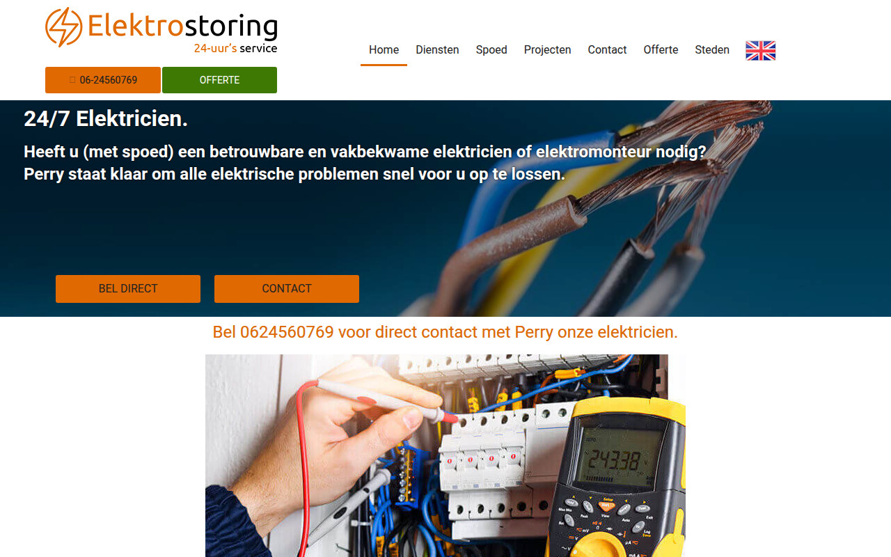 Screenshot van elektrostoring.nl