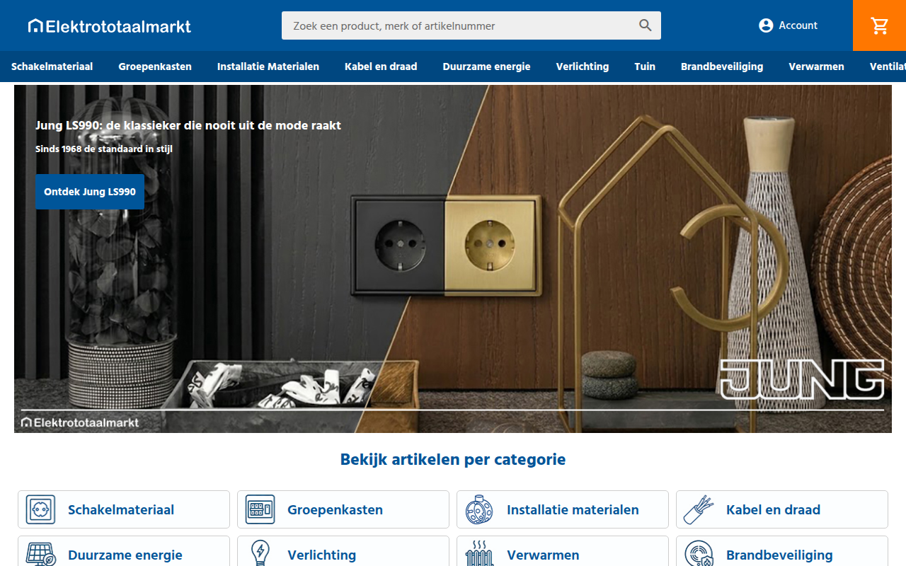Screenshot van elektrototaalmarkt.nl