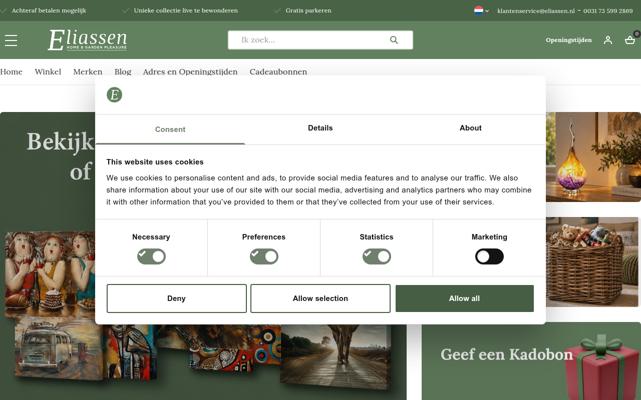 Screenshot van eliassen.nl