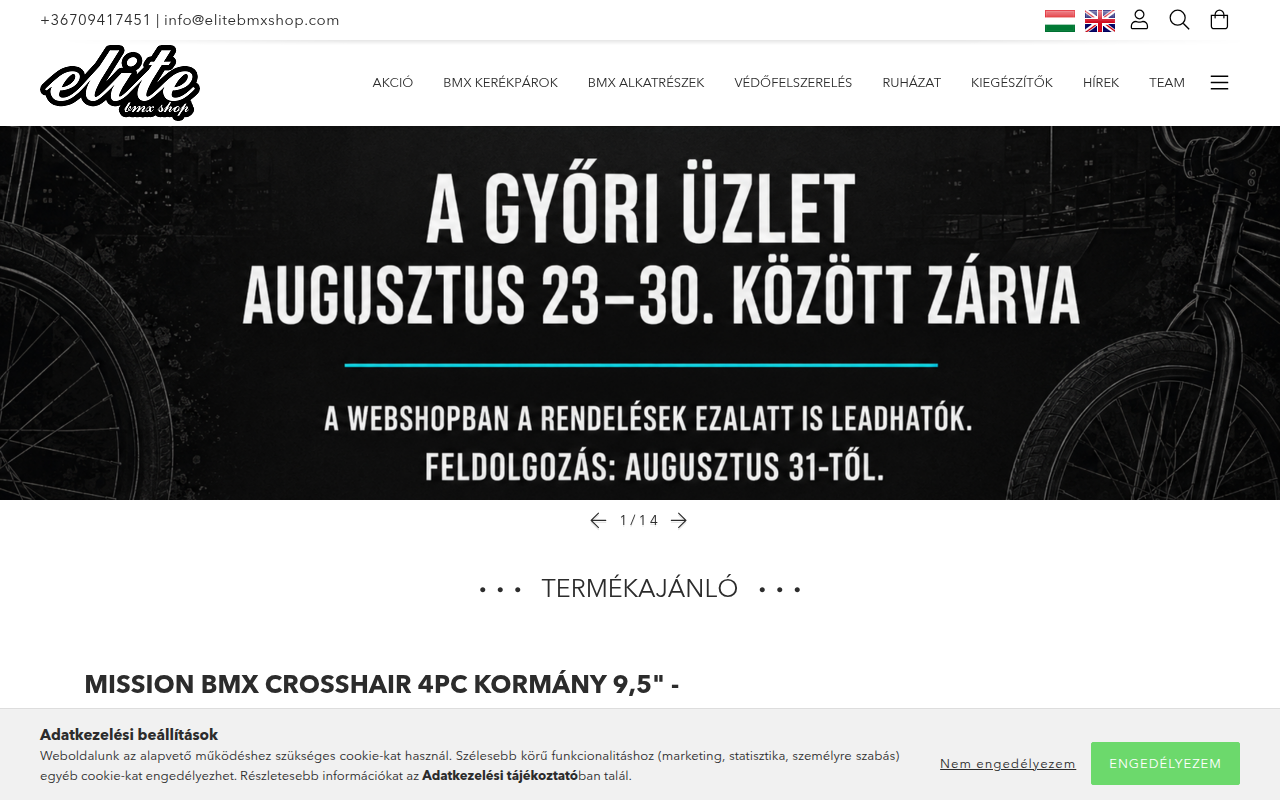 Screenshot van elitebmxshop.com