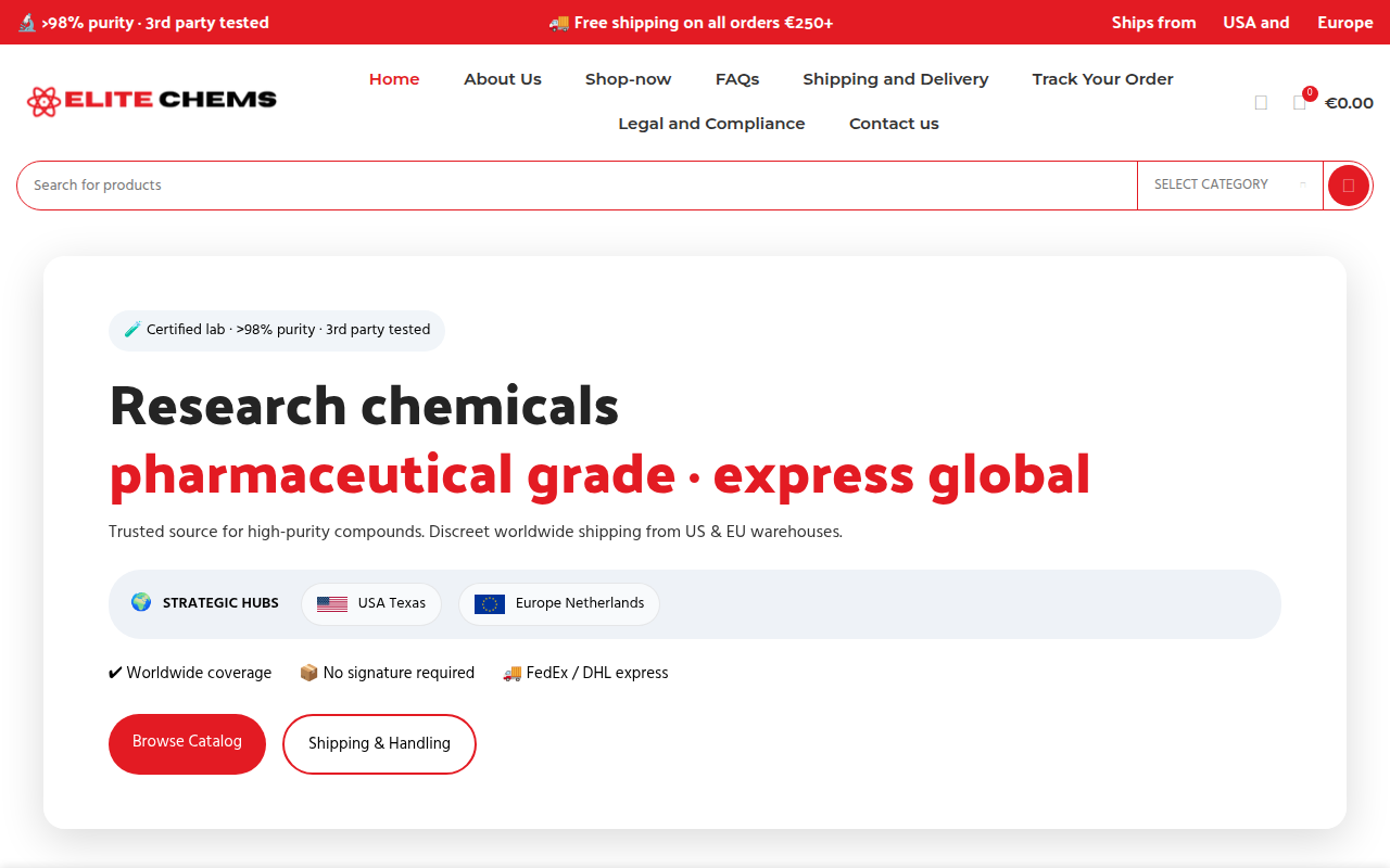 Screenshot van elitechems.eu