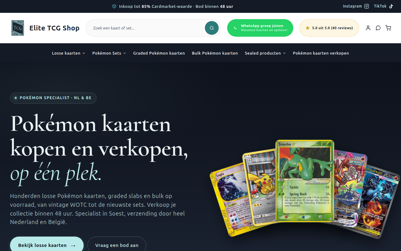 Screenshot van elitetcgshop.com