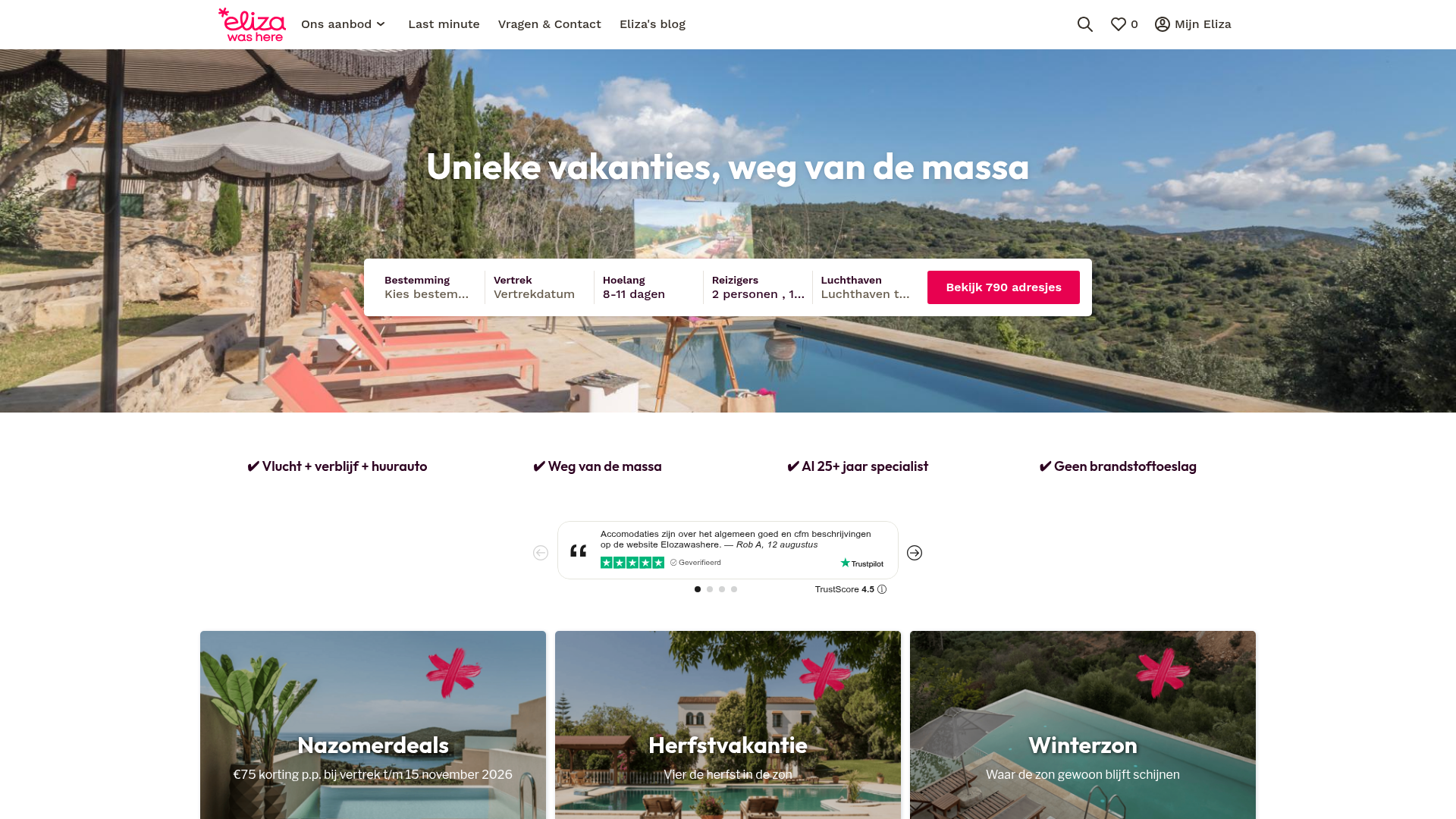 Screenshot van elizawashere.nl