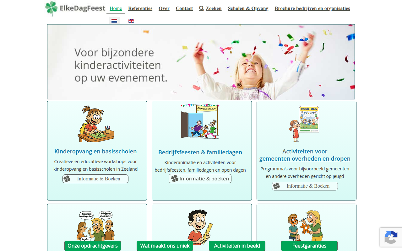 Screenshot van elkedagfeest.nl