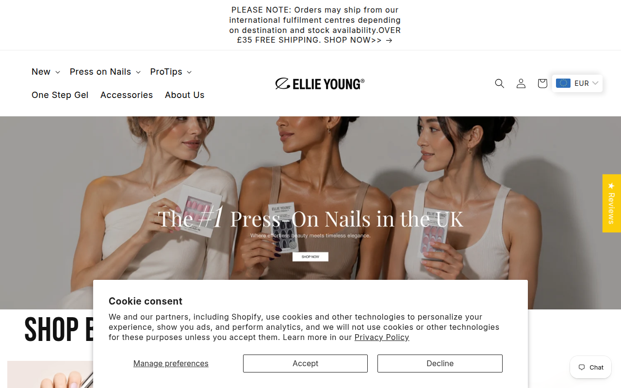 Screenshot van ellieyoungbeauty.com