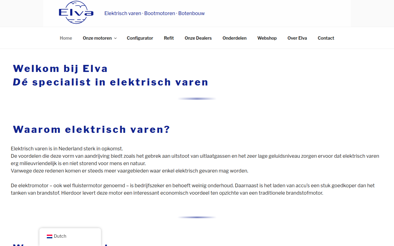 Screenshot van elva.nl