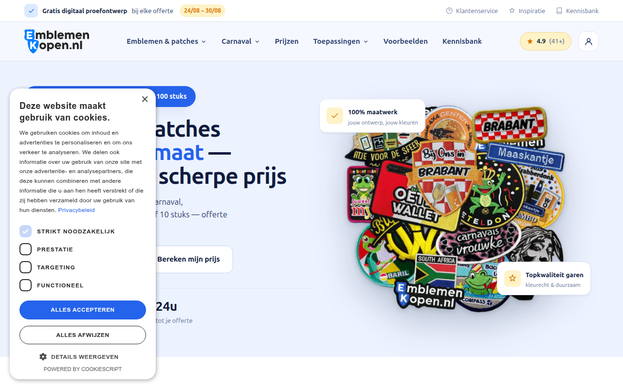 Screenshot van emblemenkopen.nl