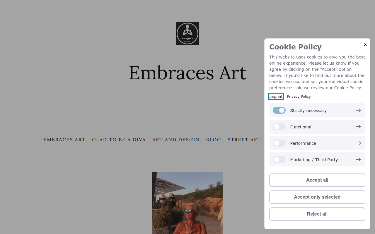 Screenshot van embracesart.com