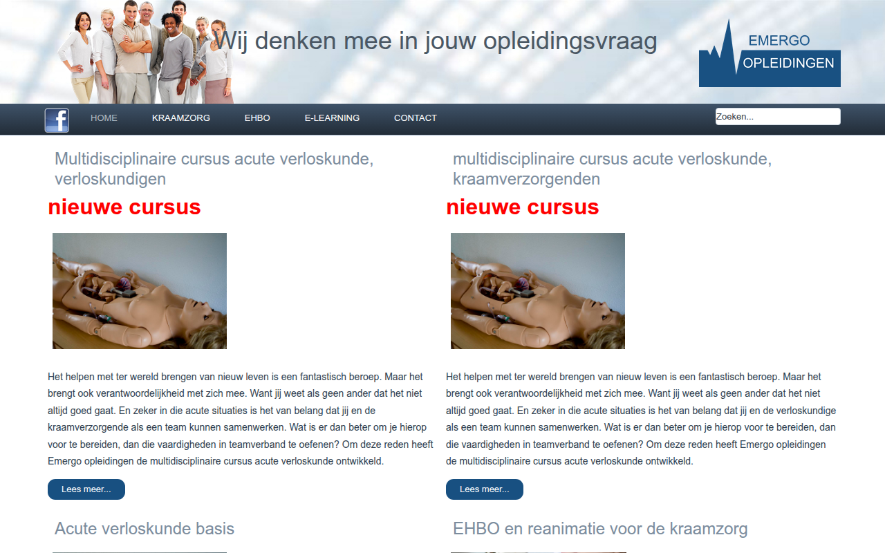 Screenshot van emergo-opleidingen.nl