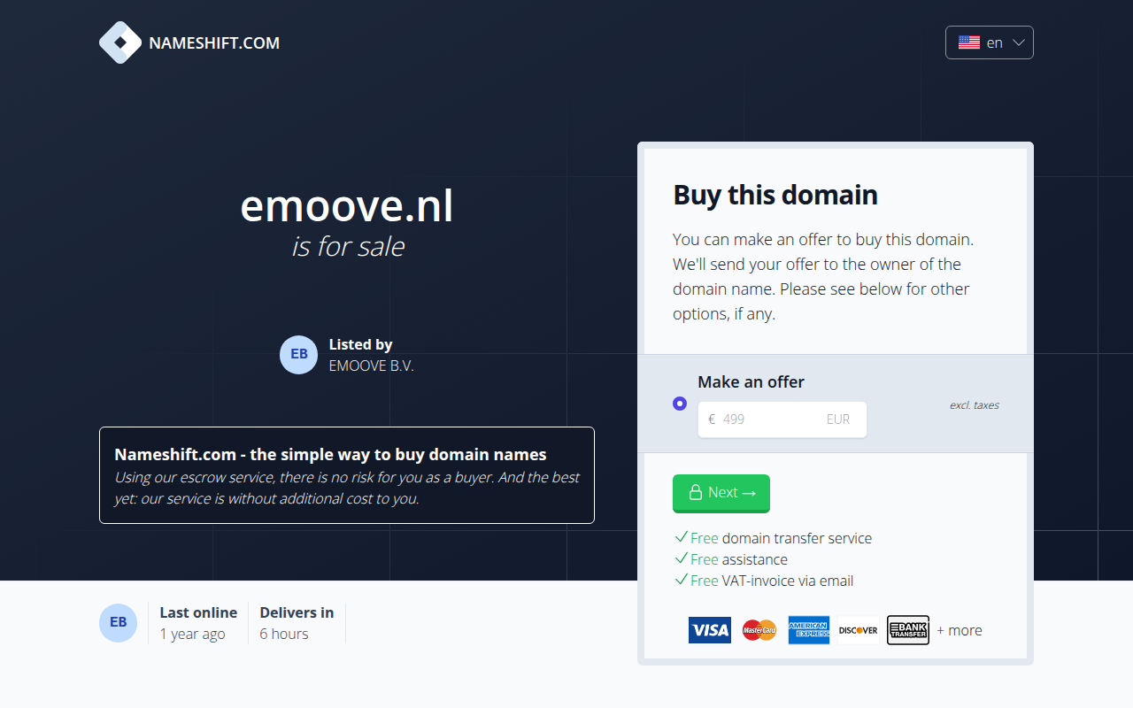 Screenshot van emoove.nl