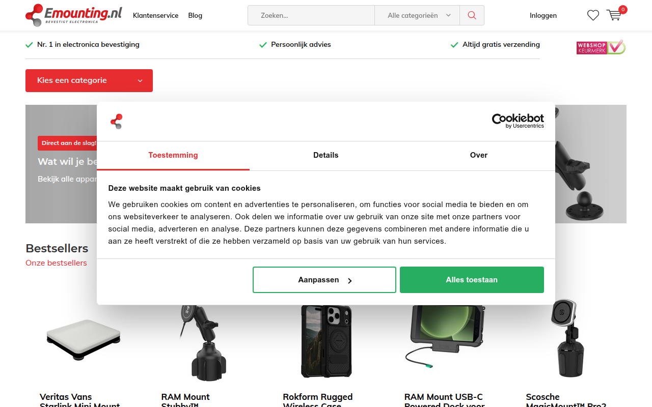 Screenshot van emounting.nl