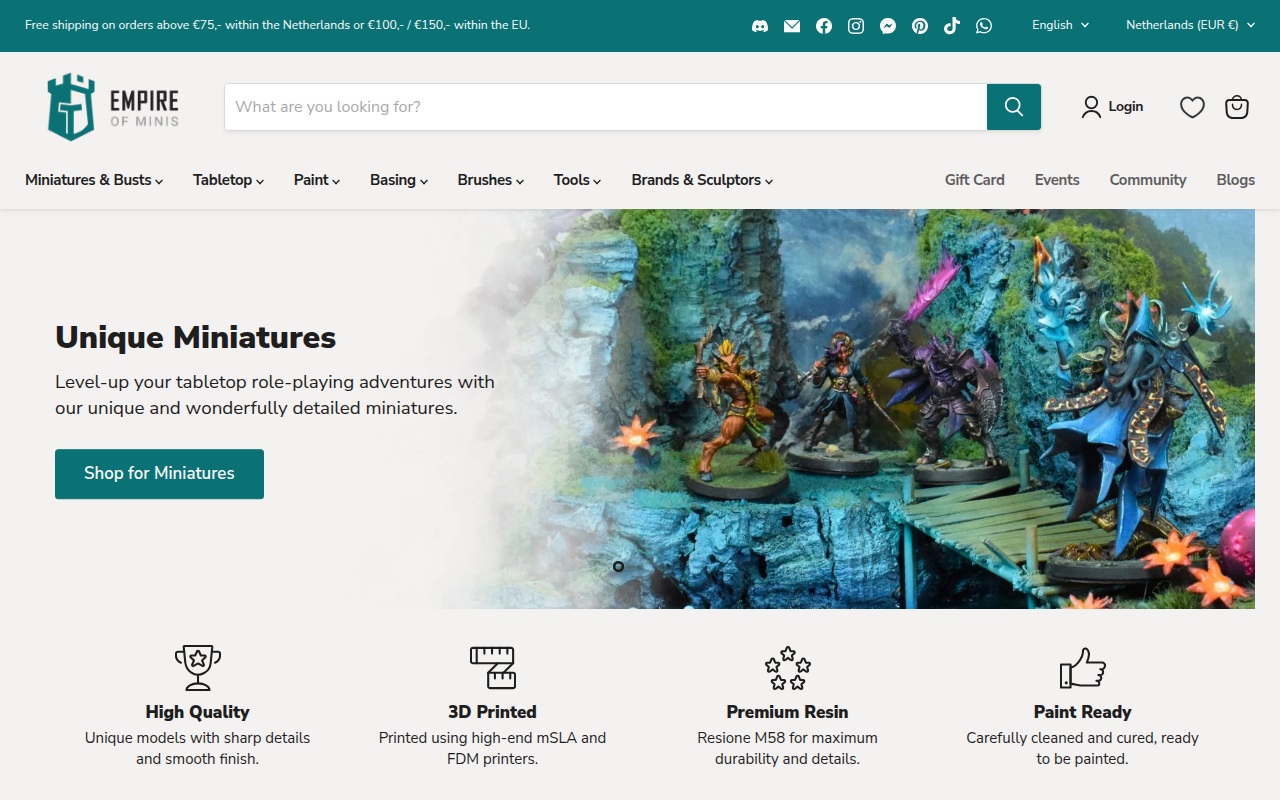 Screenshot van empireofminis.com