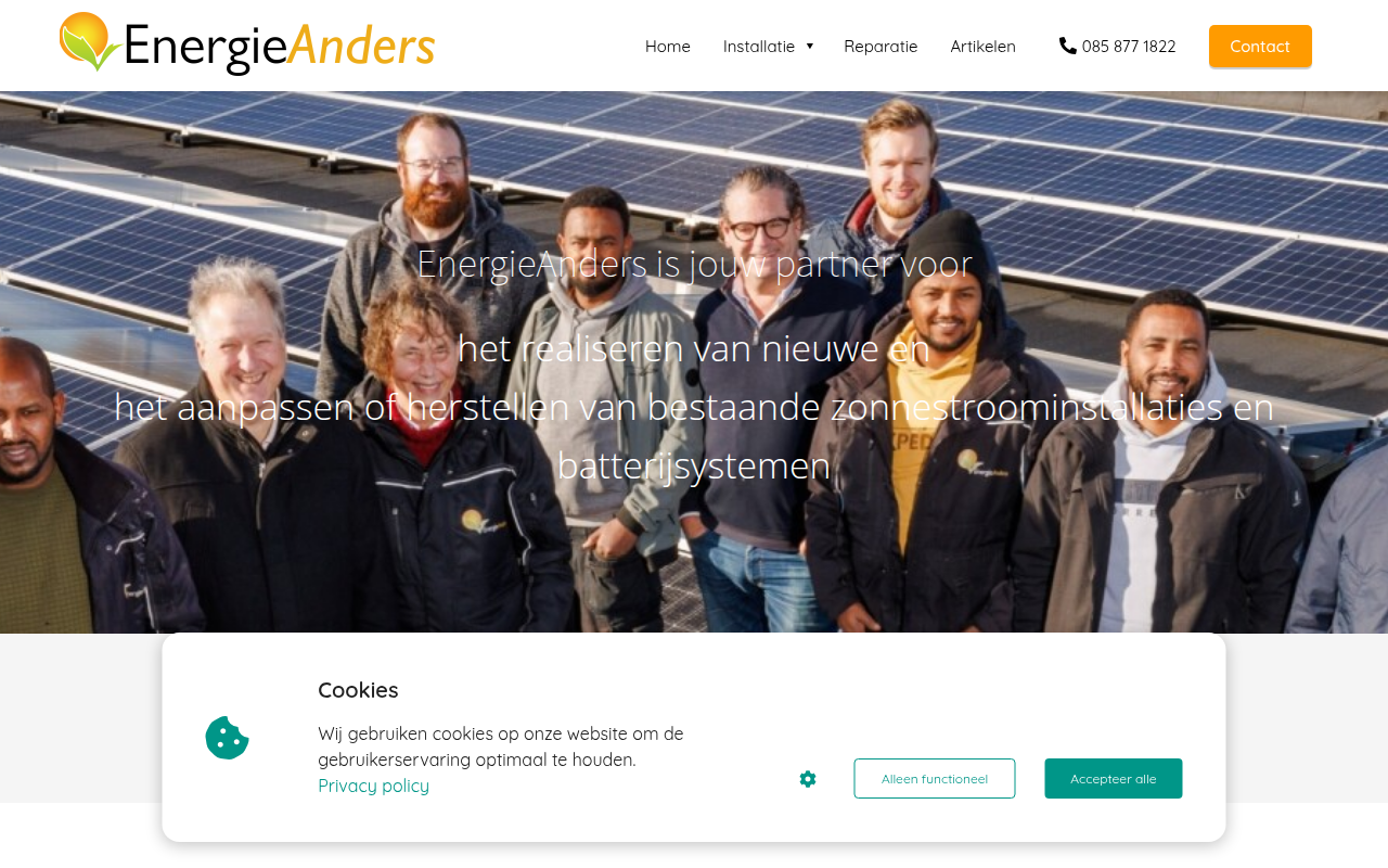 Screenshot van energieanders.nl