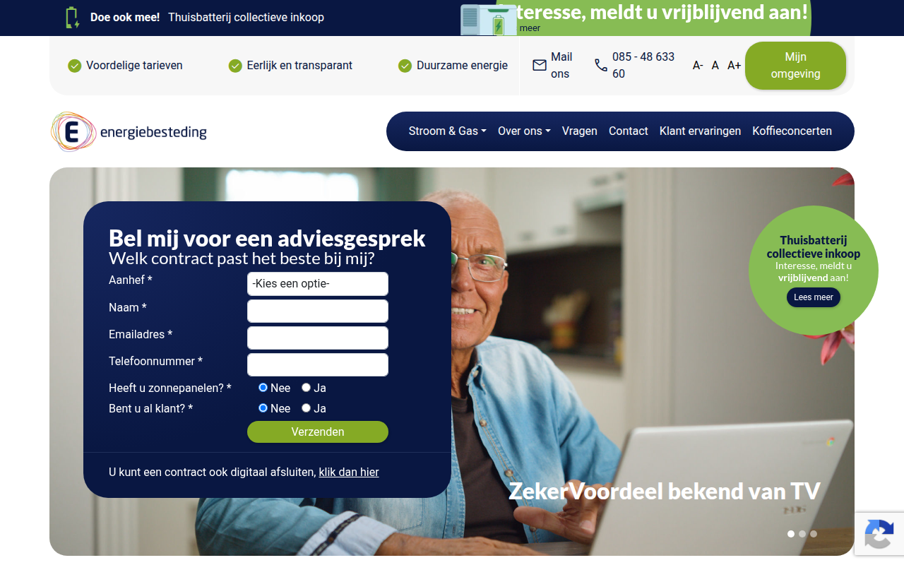 Screenshot van energiebesteding.nl