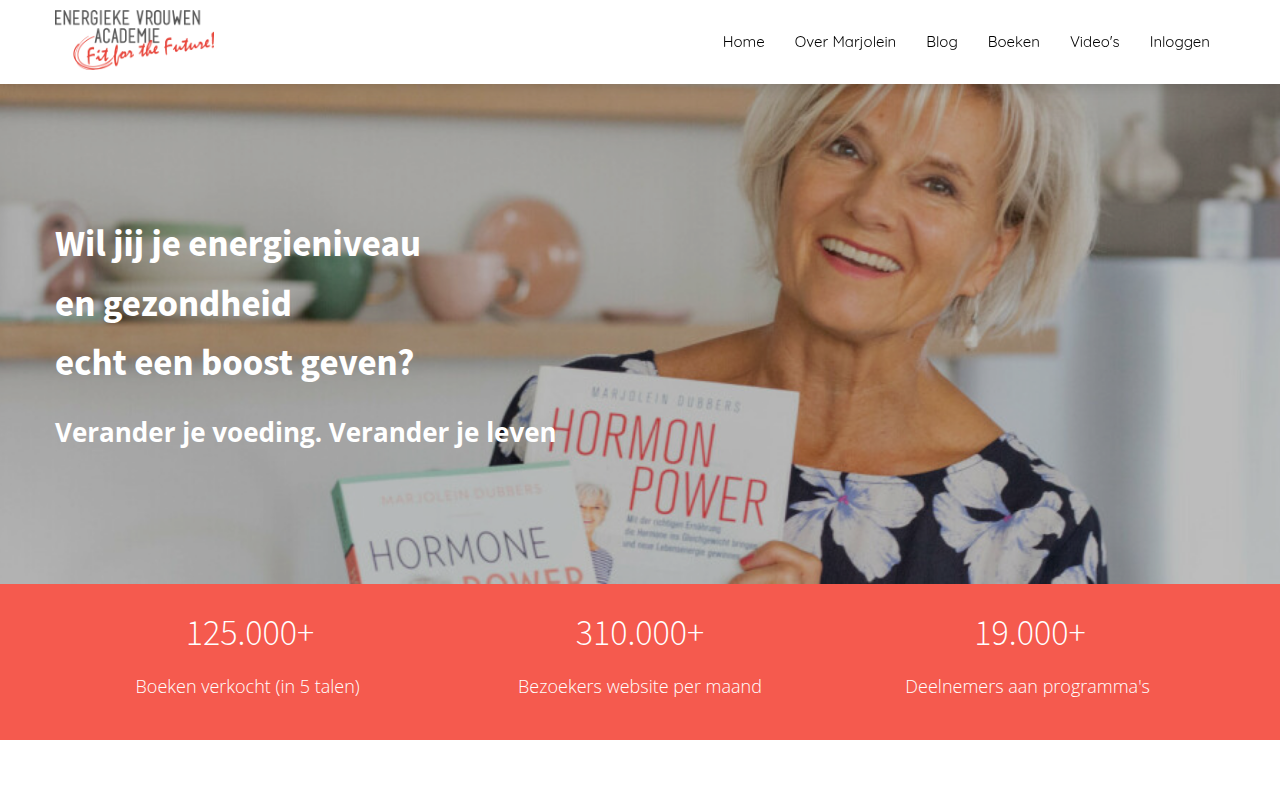 Screenshot van energiekevrouwenacademie.nl