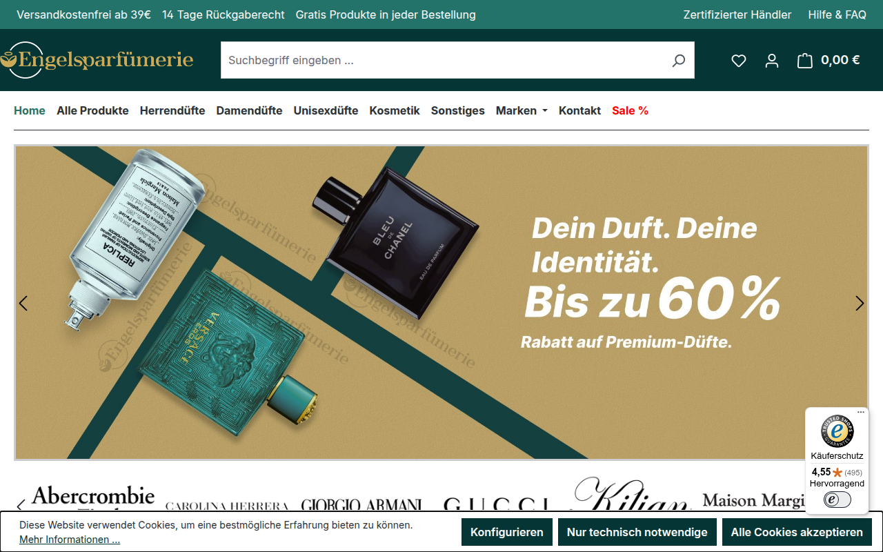 Screenshot van engelsparfumerie.de