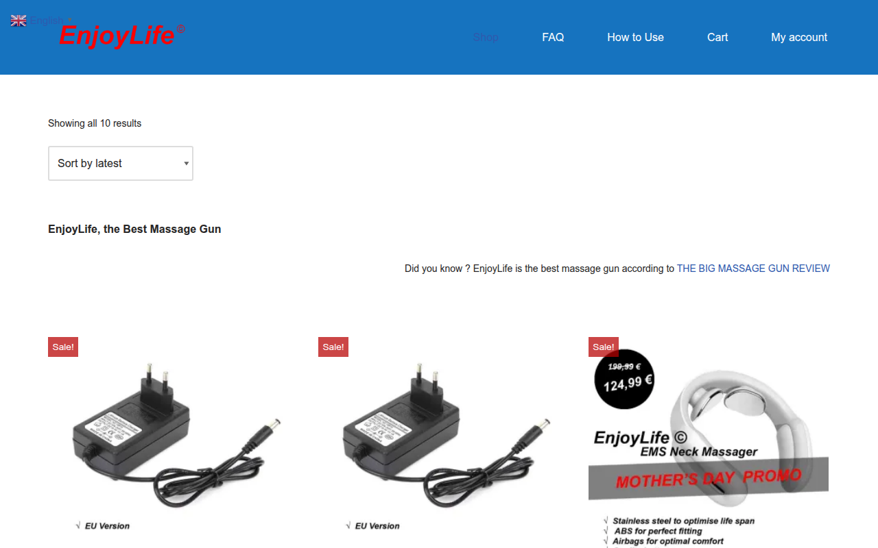 Screenshot van enjoylifemassagegun.com