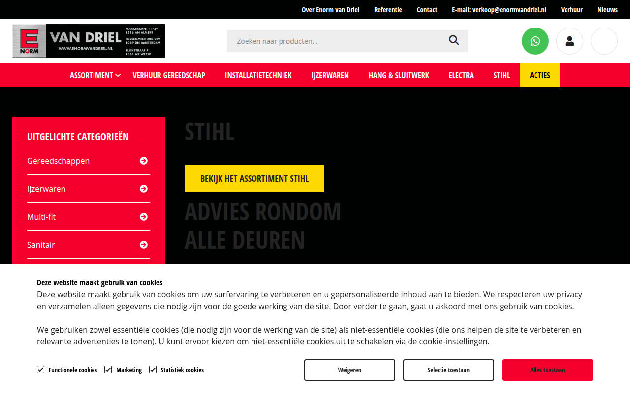 Screenshot van enormvandriel.nl