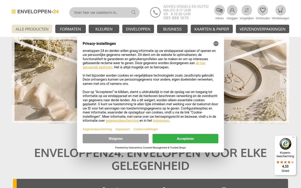 Screenshot van enveloppen-24.nl