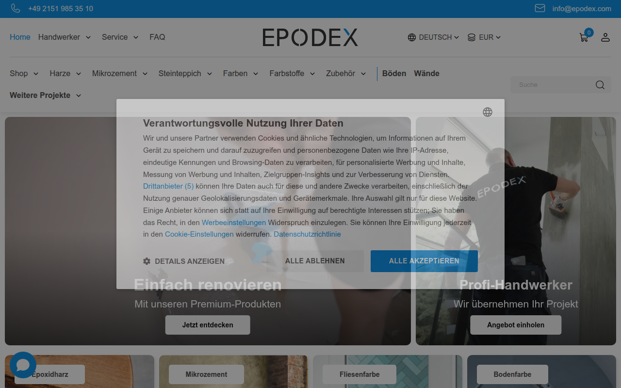 Screenshot van epodex.com