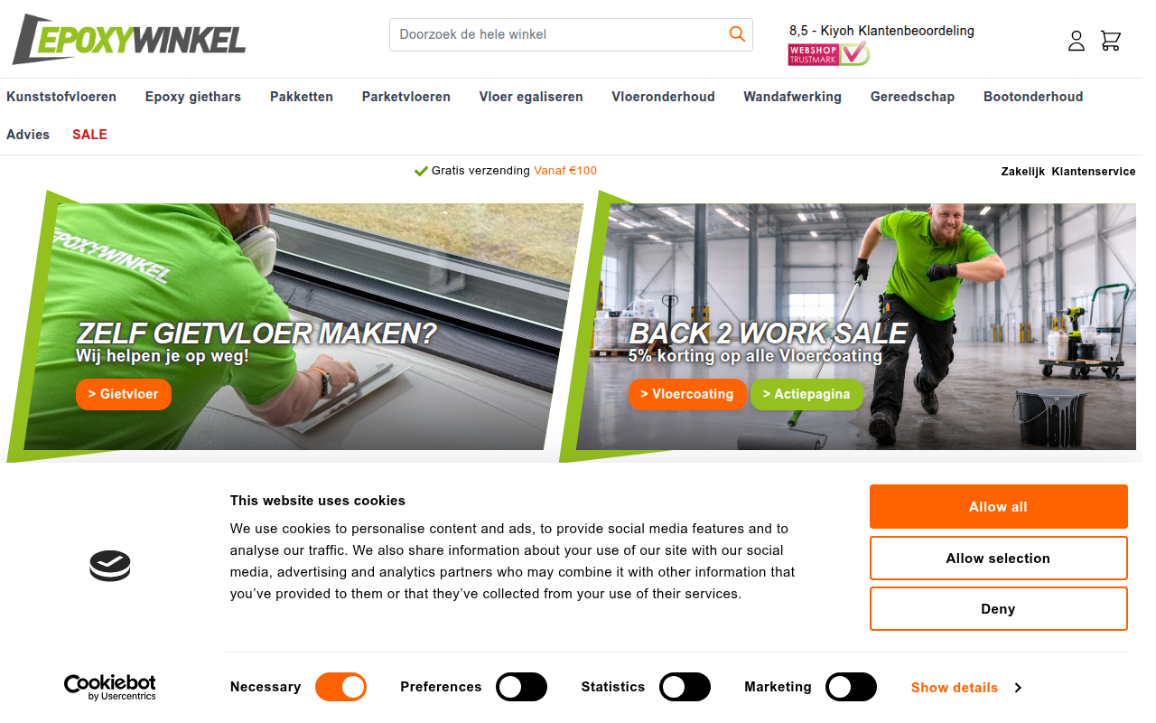 Screenshot van epoxywinkel.nl